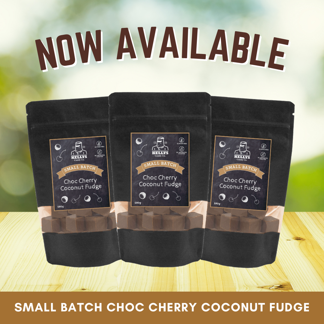 Choc Cherry Coconut Fudge 180g - Small Batch - 8 Unit Carton