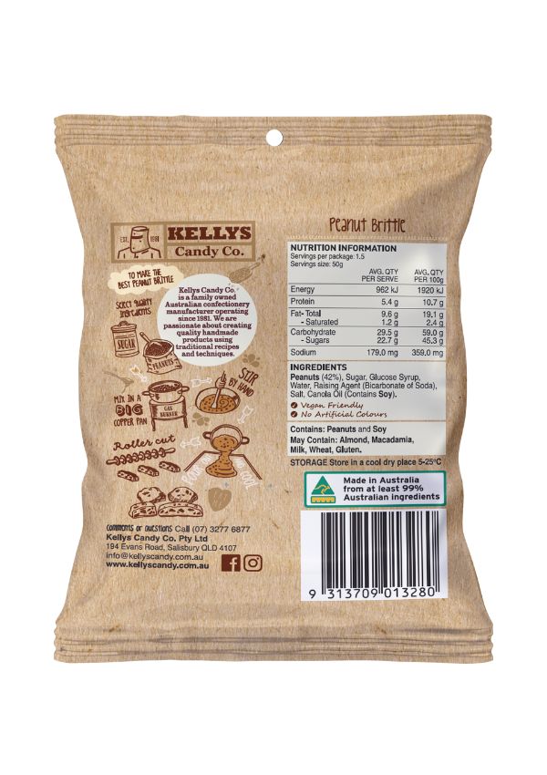 Peanut Brittle - Snack Pack 85g (8 Unit Carton)