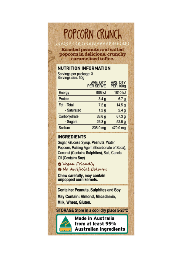 Popcorn Crunch Bars 2.5kg Bulk