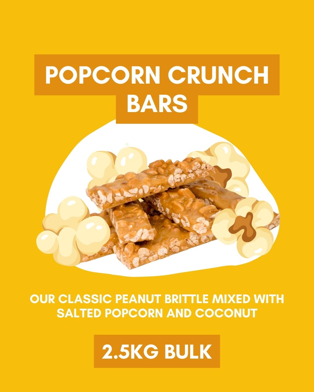 Popcorn Crunch Bars 2.5kg Bulk